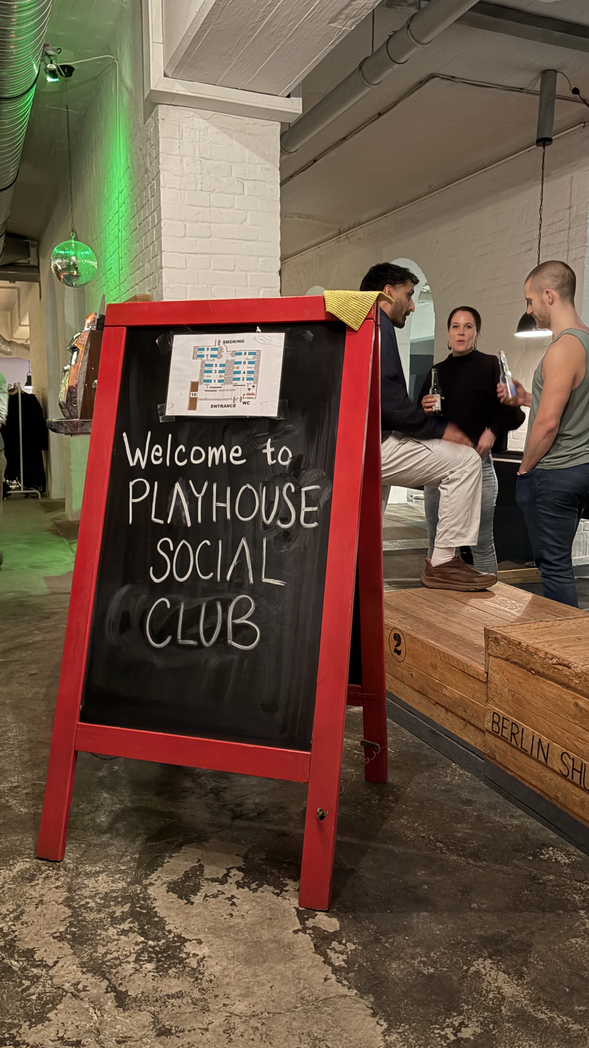 Playhouse Social Club welcome board